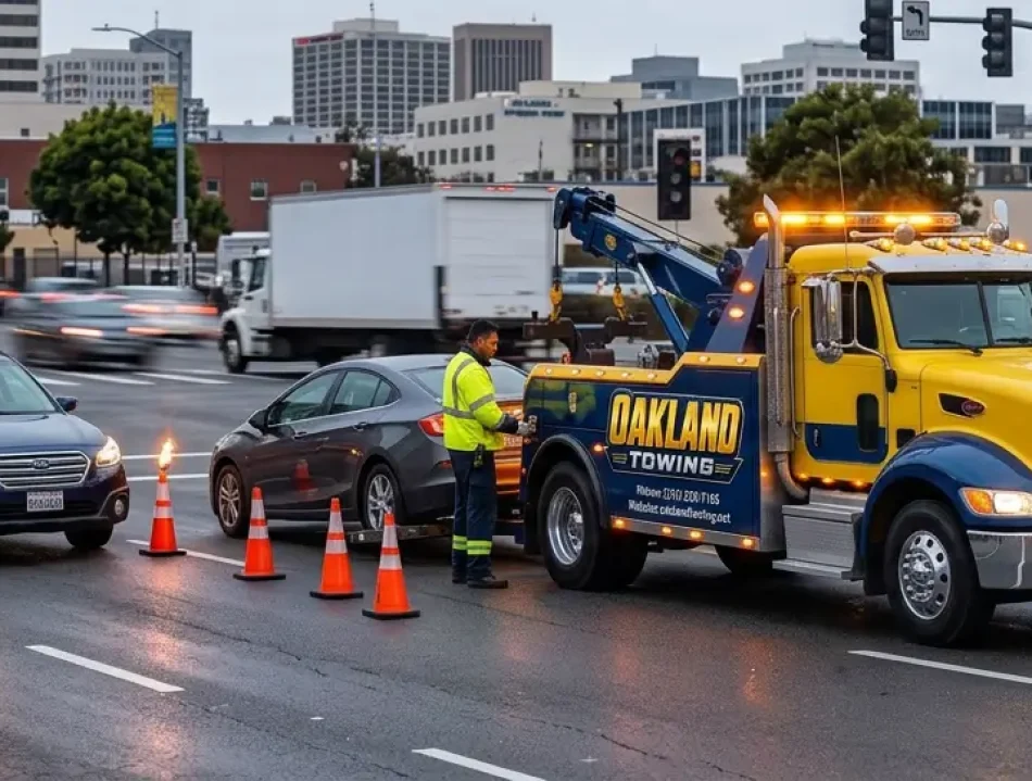 broken down car being towing from oakland download by emergency towing service