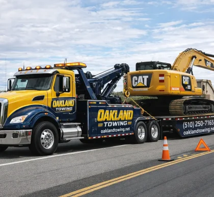 heavy equipment towed by oakland towing service in oakland, ca