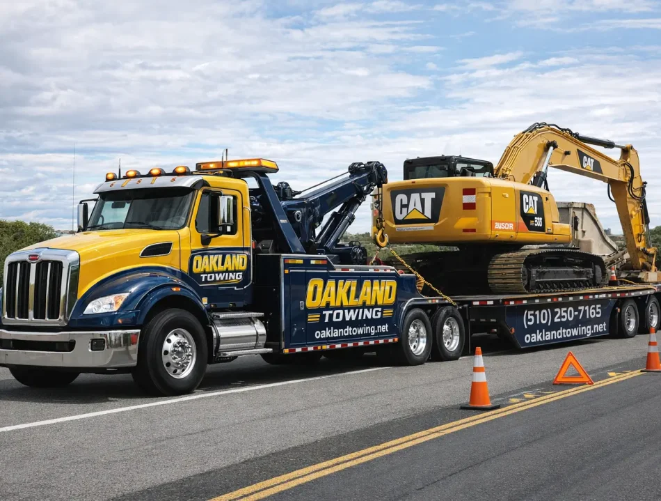 heavy equipment towed by oakland towing service in oakland, ca
