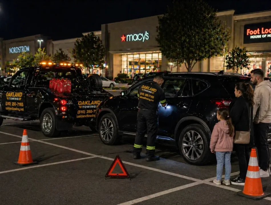family locked out of car roadside assistance provided in the shopping mall oakland ca