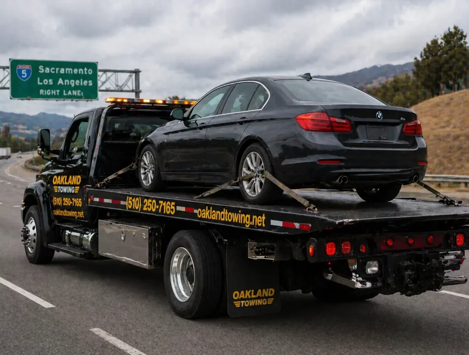long distance inter state car sedan towing by oakland towing
