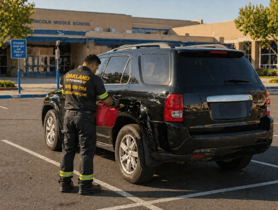 suv out of gas in the middle school parking lot roadside assistance service oakland ca