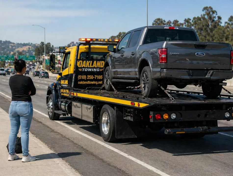 towing disabled pickup truck from the i-580 freeway in oakland ca