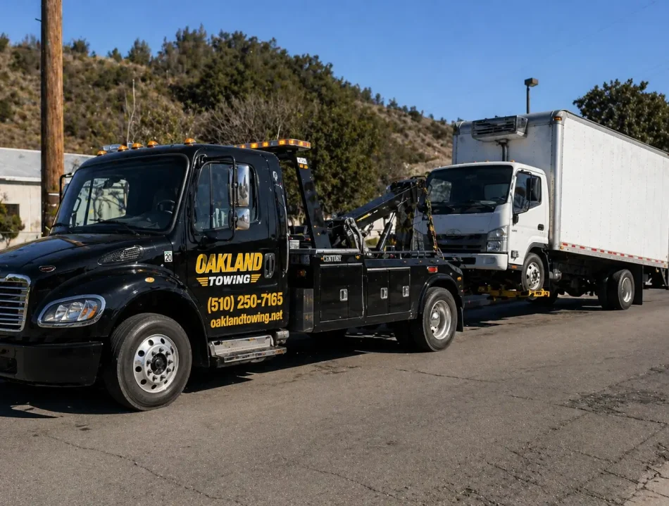 oakland towing company towing away medium duty truck suburban in oakland ca